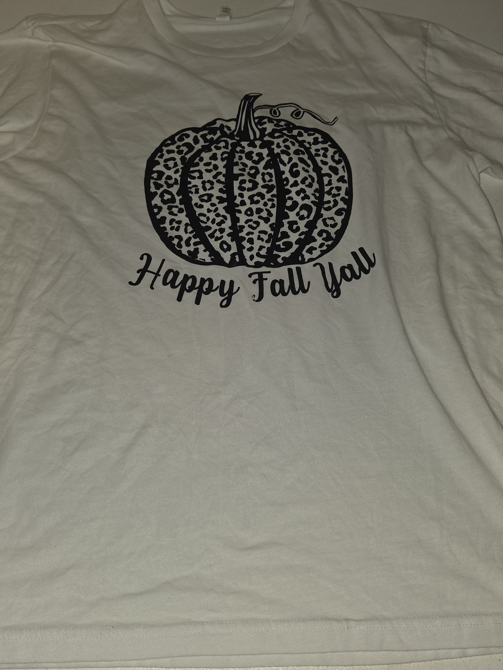 Next Level Apparel White Tee with Black Leopard Pumpkin Graphic